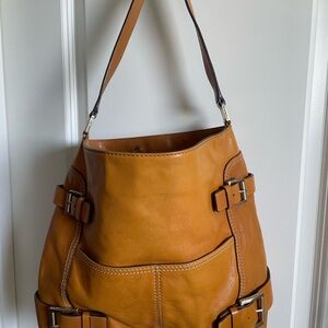 Michael Kors Tan Leather Hobo Shoulder Bag - Women's Fashion Tote